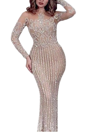 Dresses For Women Sequined Gold And A Slimming Golden AppearanceBeige / XL