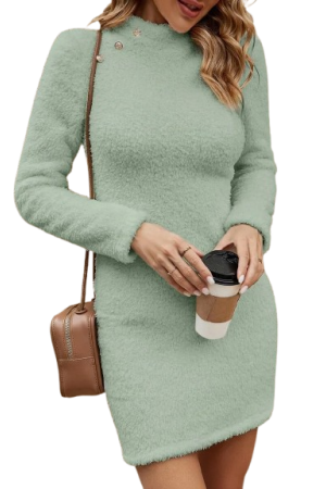 Clasi Mock Neck Button Detail Bodycon Dress /L