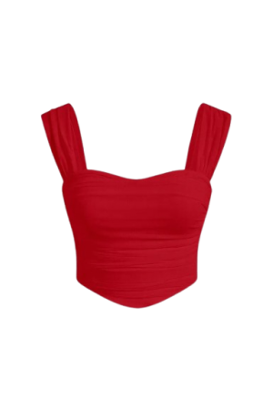 MOD Solid Ruched Wide Straps Top

Red / L