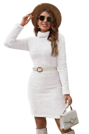 Clasi Women's Stand Collar Plush Dress