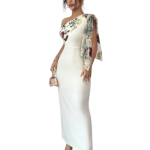 Rafferiza Sexy Asymmetrical Neck Lace Patchwork Mesh Cinching Waist Bodycon Split Dress

Apricot / XL