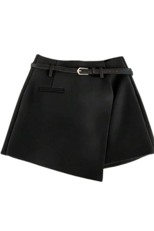 Franclia Casual Commuter Fashion Asymmetric Hem Skort Black