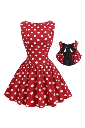 Sweetra Spring/Summer Women's Fashion French Romantic Sweet Polka DressRed / XL