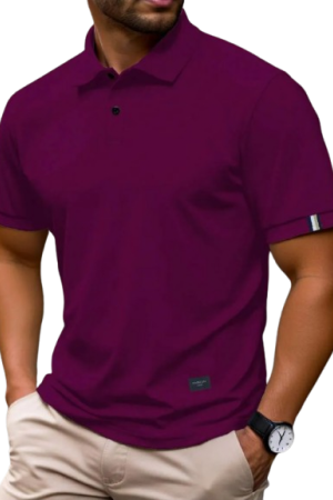 Manfinity Homme Plus Size Men's Short Sleeve CollarRed Violet