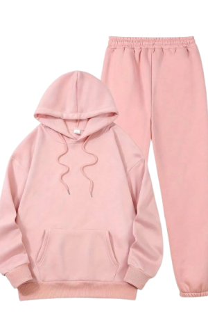 Hoodie & Pants Set Comfortable Casual Loungewear Dusty Pink / S