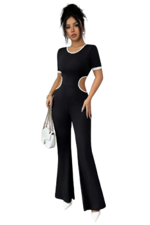 Elenzya Women's Fashion Sexy Elegant Elegant Jumpsuit Black / XL