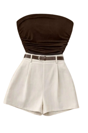 Franclia Brown Strapless Top Casual Chic Summer Outfit Apricot